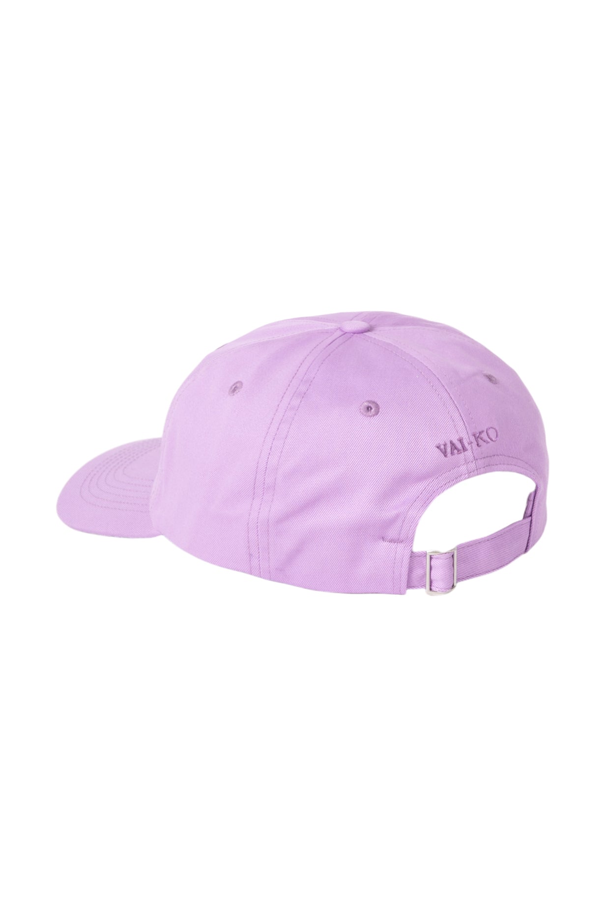 A lavender baseball cap viewed from the back, featuring an adjustable strap and subtle VALIKO text.