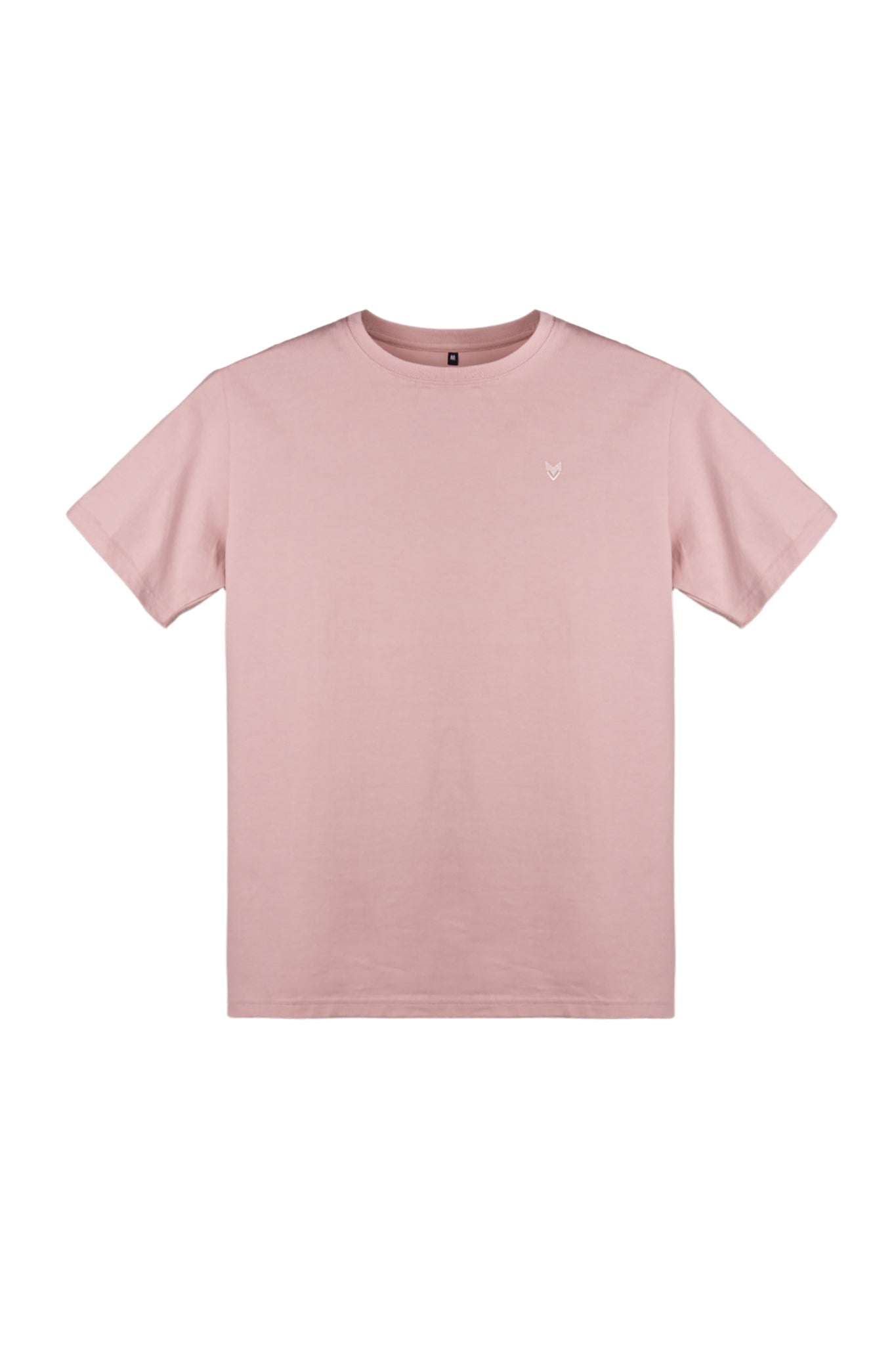 Light pink short-sleeve t-shirt with a small white logo on the left chest, displayed on a white background.
