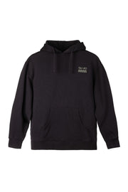 Black hooded sweatshirt with front pocket and small VAI-KØ logo on the left chest.