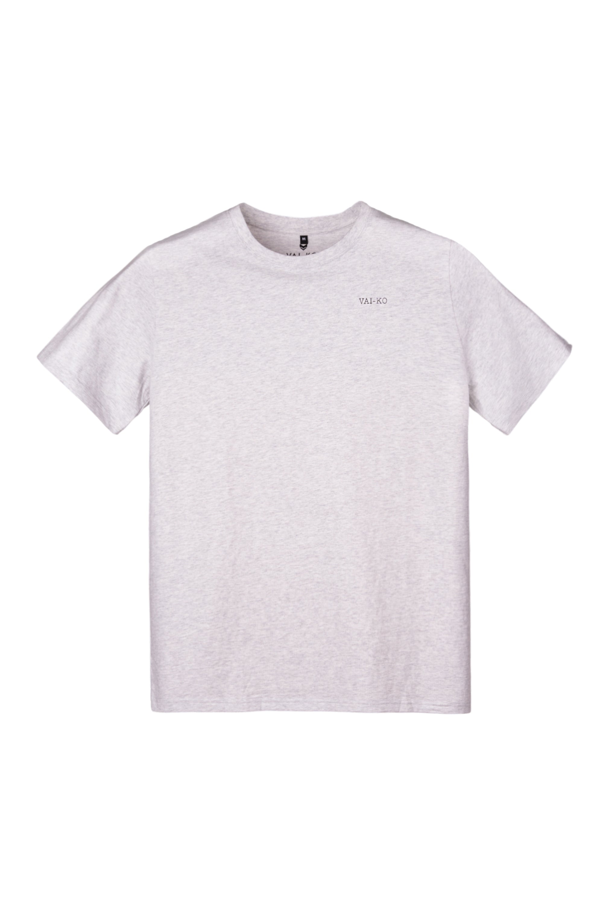 Plain light gray short-sleeve t-shirt with a small VALKO logo on the left chest.