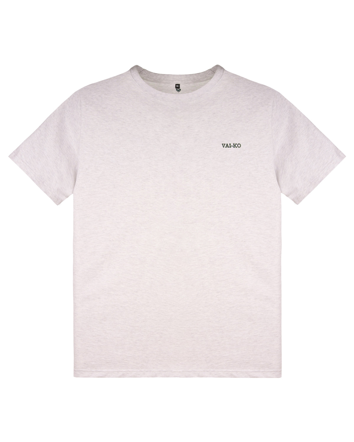 Plain light gray t-shirt with short sleeves and VAI-KO text on the left chest.