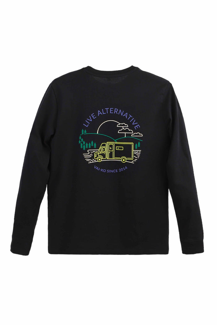 Organic Cotton 10 Years on the Road Men's Long Sleeve T - shirt, Black - VAI - KOShirts & Tops